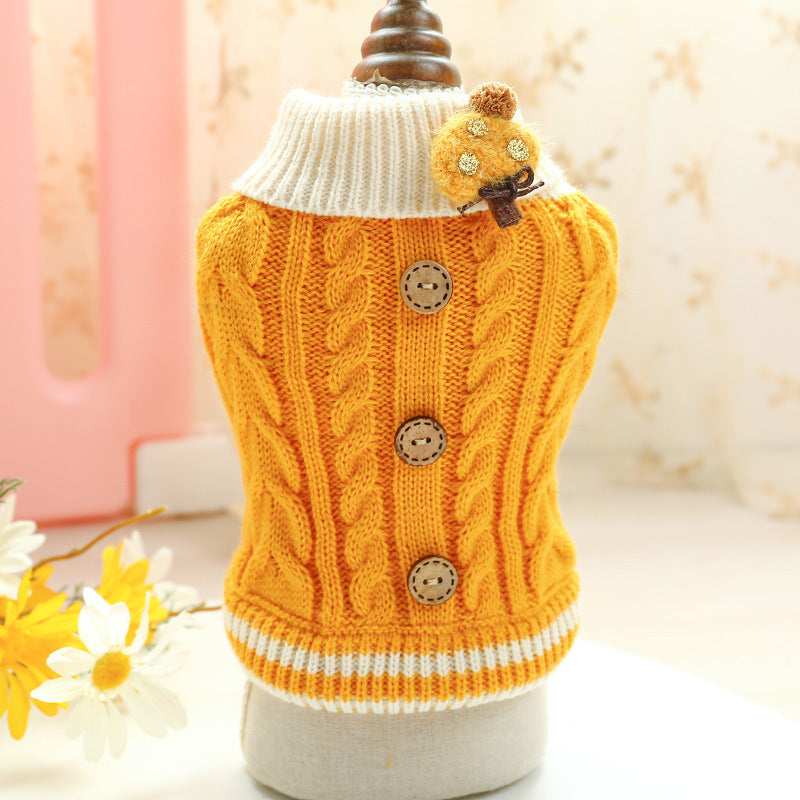 Embroidered Sweater for Dogs and Cats "London" with Wooden Buttons