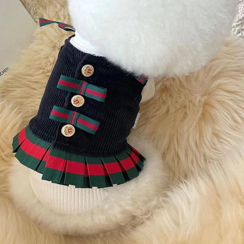 Vestito Elegante per Cani Stile Gucci con Fiocco – Navy o Beige