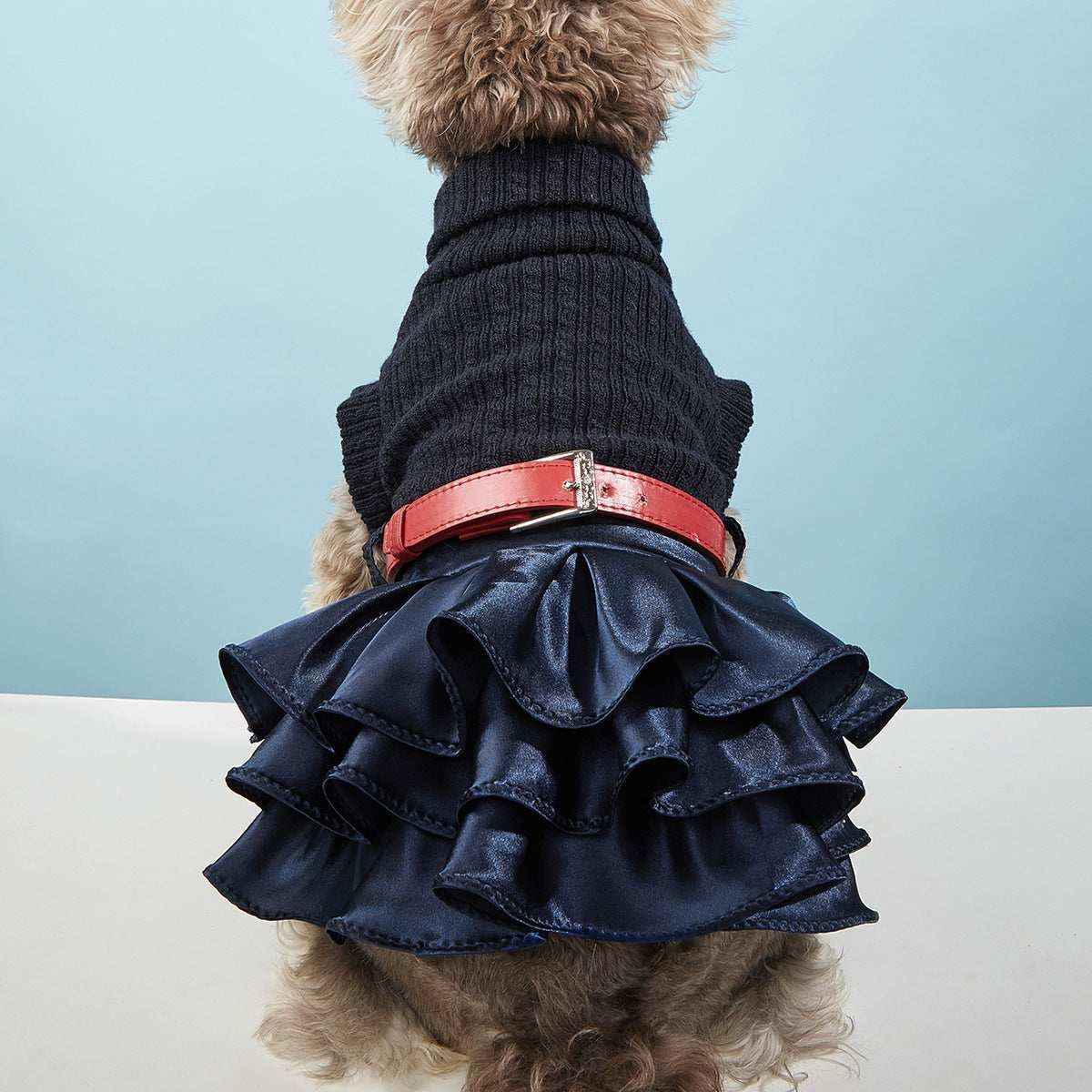 Vestito Elegante per Cane Barboncino Paris | Maglia Intrecciata e Gonna in Raso by Dog Moda