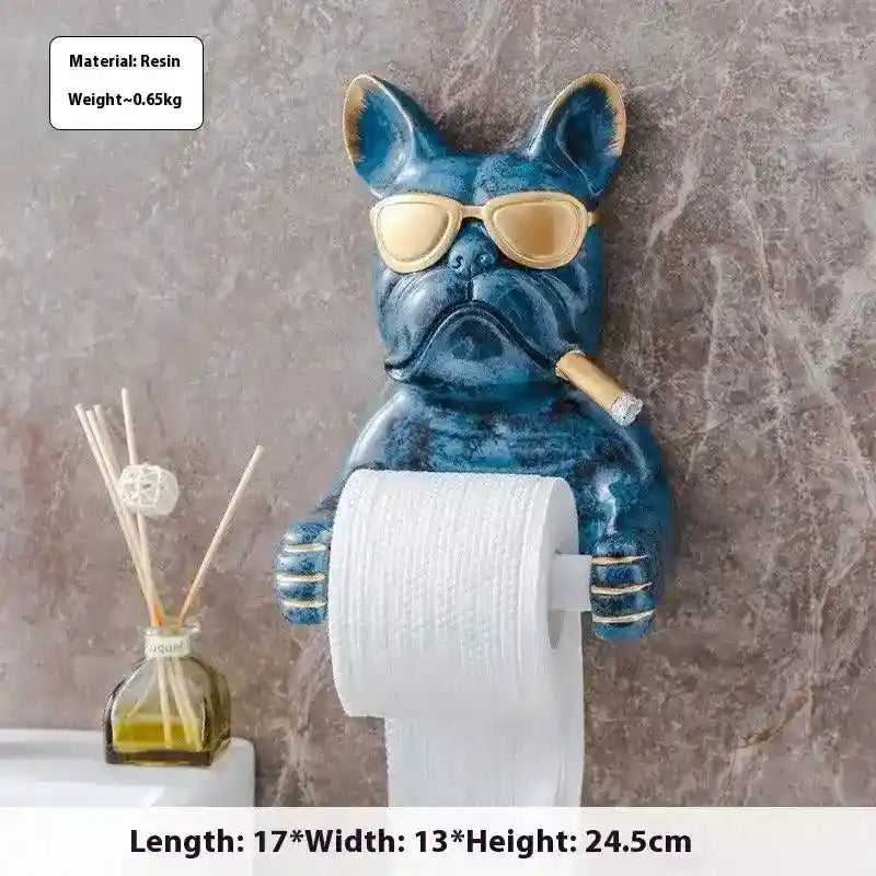 Porta Rotolo Carta Igienica Bulldog con Occhiali by Dog Moda