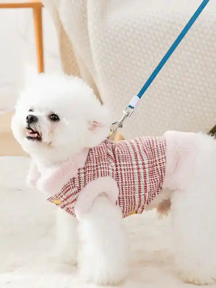 Cappottino in pile per cani Cleo con colletto tartan - foto 4