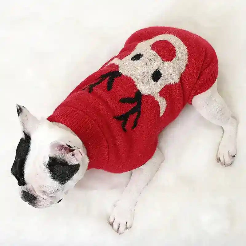 Maglione per Cani con Renna Felice - Rosso o Verde by Dog Moda