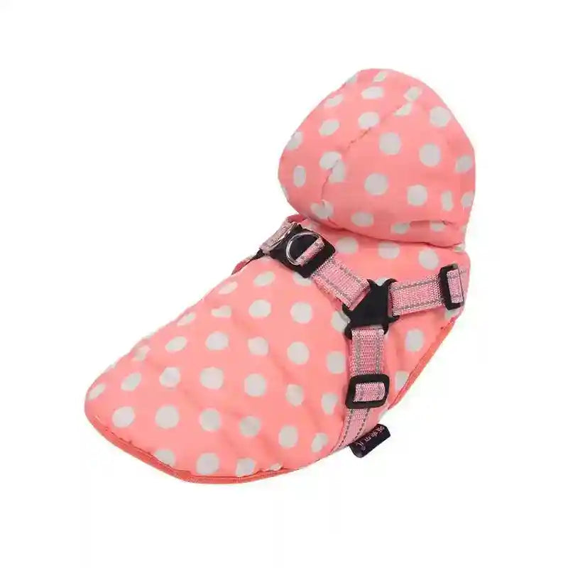 Cappottino Impermeabile per Cani con Pettorina Integrata - Modello Pois - Dog Moda