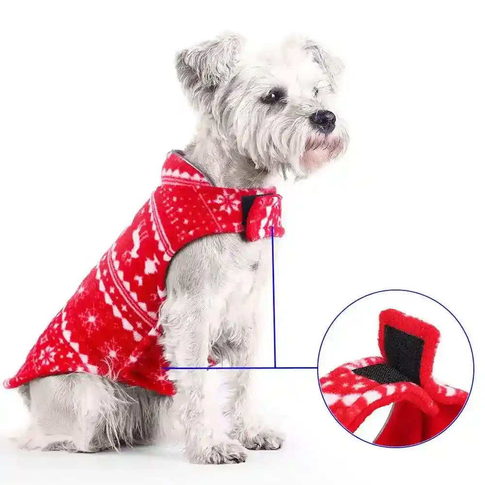 Cappottino in Pile Natalizio per Cani con Chiusura in Velcro - Dog Moda