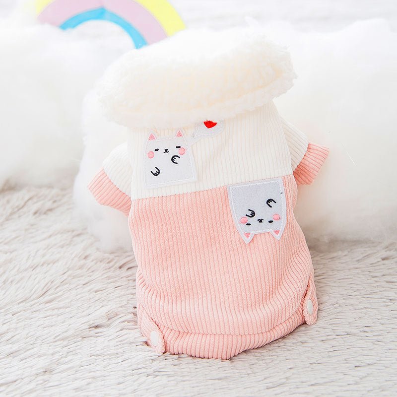 Cappottino in Velluto a Coste Smanicato Modello "Pink" – Con Stampa di Gattini Amorevoli - Dog Moda