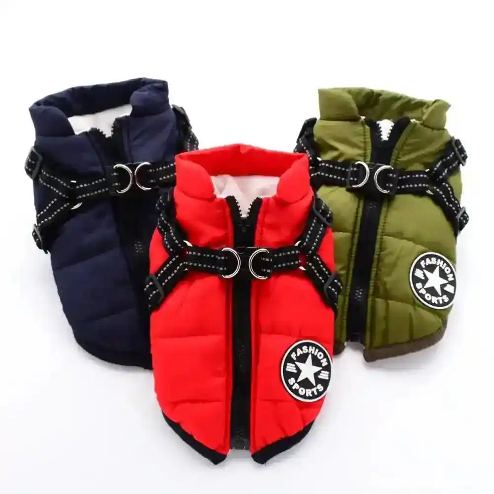 Cappotto impermeabile per cani con pettorina integrata
