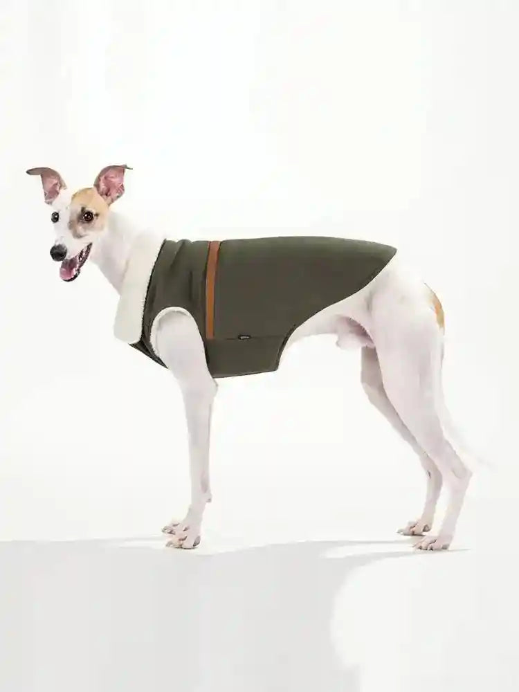Cappotto Smanicato per cani in Pelle Scamosciata con Imbottitura in Pelo d'Agnello - Dog Moda