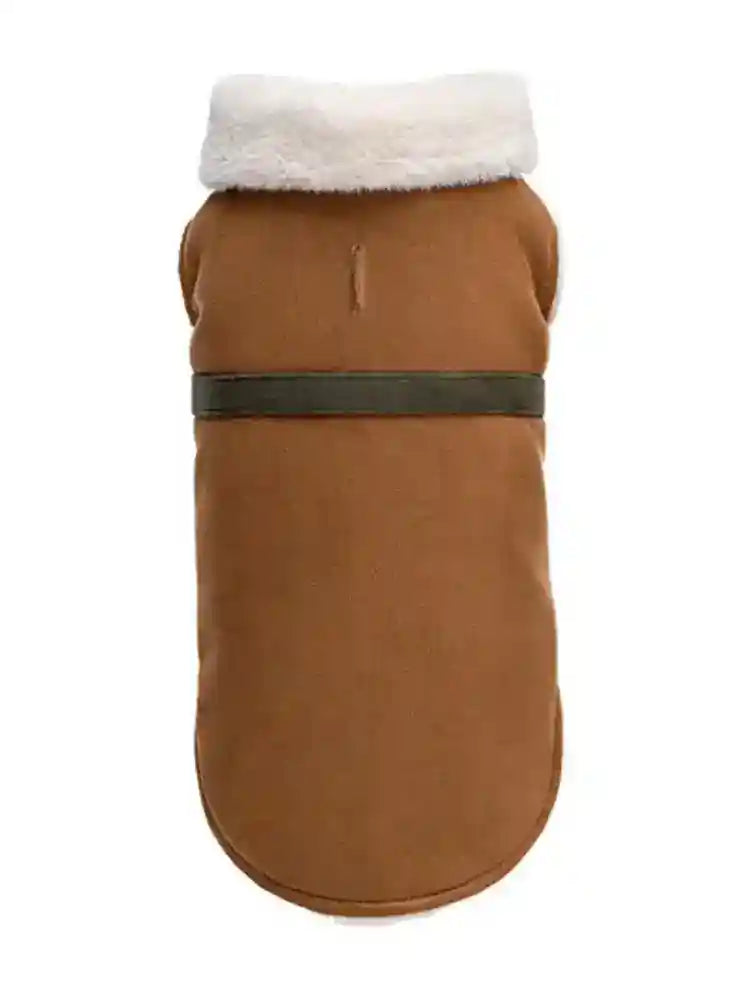 Cappotto Smanicato per cani in Pelle Scamosciata con Imbottitura in Pelo d'Agnello - Dog Moda