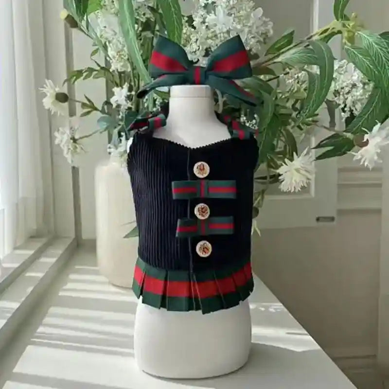 Vestito Elegante per Cani con Fiocco – Navy o Beige by Dog Moda