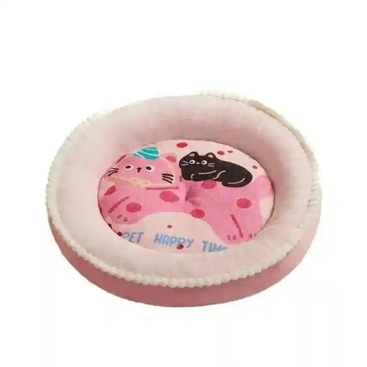 Cuccia Rotonda per Cani e Gatti con Sponda – Modelli Adorabili: Rosa Gattino e Verde Panda - Dog Moda