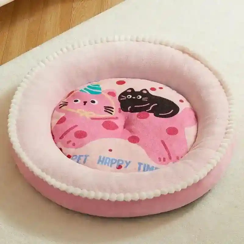 Cuccia Rotonda per Cani e Gatti con Sponda – Modelli Adorabili: Rosa Gattino e Verde Panda - Dog Moda