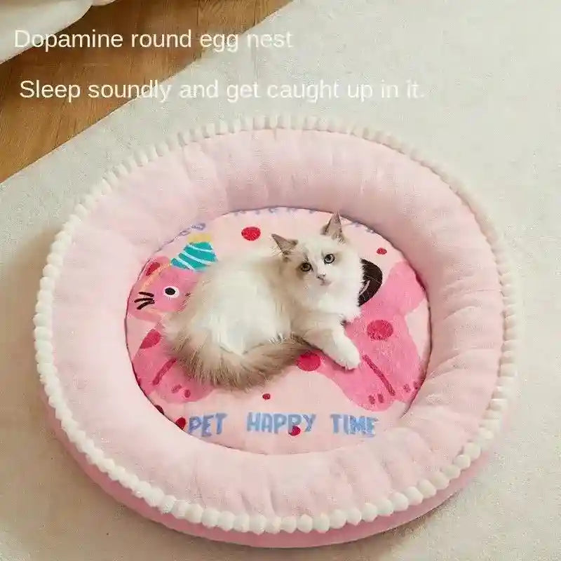 Cuccia Rotonda per Cani e Gatti con Sponda – Modelli Adorabili: Rosa Gattino e Verde Panda - Dog Moda