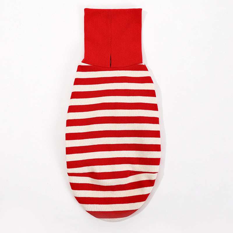 "Chouchou Pet" Striped Greyhound Sweater with Foldable High Neck