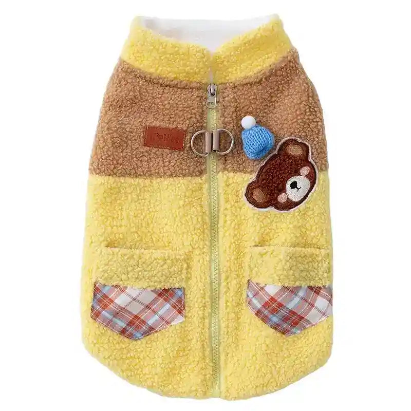 Cappotto Trapuntato Pile Cani con Orsetto Ricamato 3D by Dog Moda