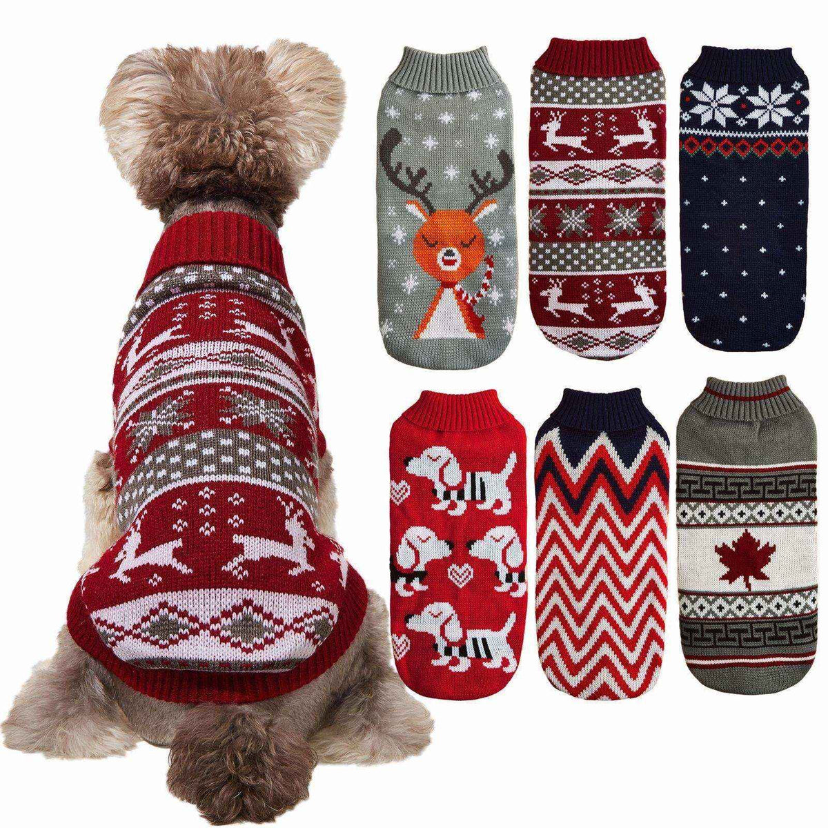 Maglione di Natale per cani con renna ricamata, caldo e avvolgente by Dog Moda