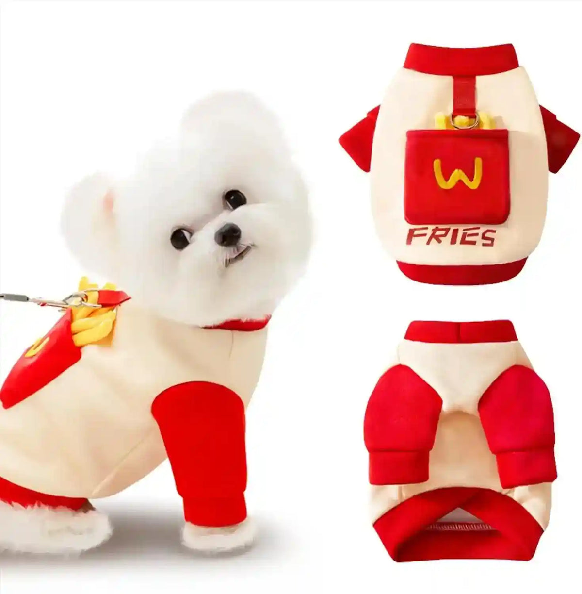 Felpa per Cani "Patatina" con Pettorina Integrata – Stile Mac Donald by Dog Moda