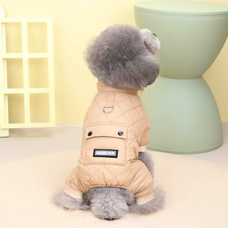 "Good Luck" Poodle Down Jacket, Warm and Waterproof, Perfect for Snow