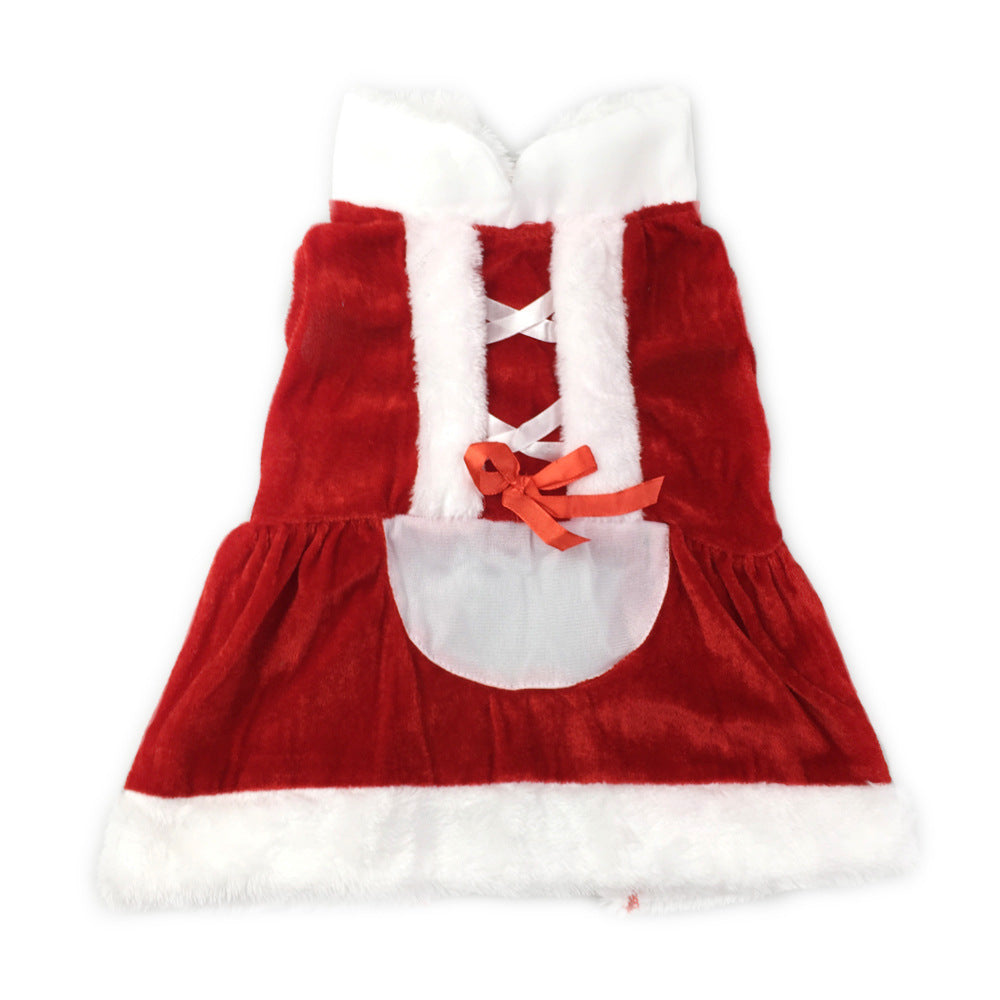 Red Velvet Christmas Dog Coat with Fleece Details