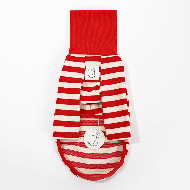 Maglia per Levrieri "Chouchou Pet" a Righe con Collo Alto Ripiegabile