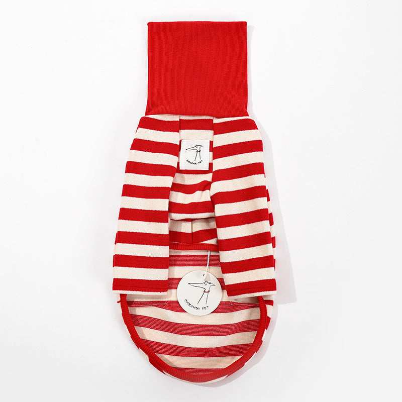 "Chouchou Pet" Striped Greyhound Sweater with Foldable High Neck