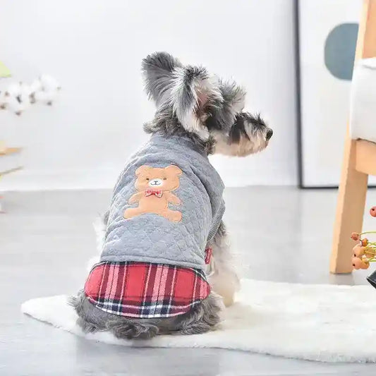 Cappotto in Pile per Cani "Lonely" Rosa e Grigio con Coniglietto e Orsetto by Dog Moda