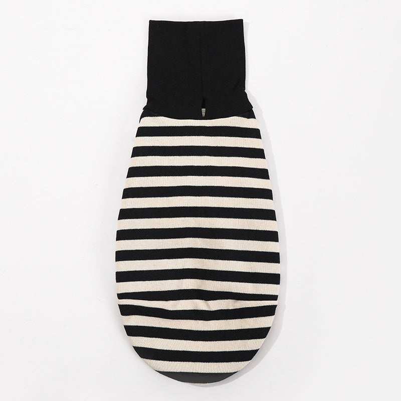 "Chouchou Pet" Striped Greyhound Sweater with Foldable High Neck