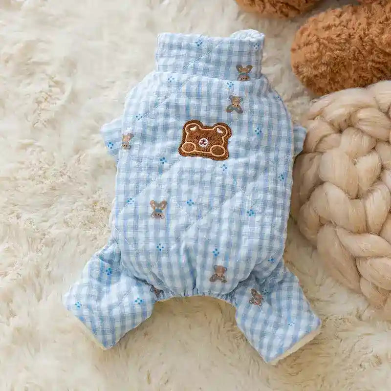Cappotto Cani Imbottito Orsetto Gingham Rosa Blu Invernale by Dog Moda