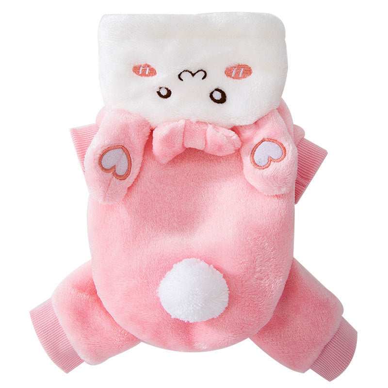 Pink Bunny Fleece Pajamas Dog Onesie