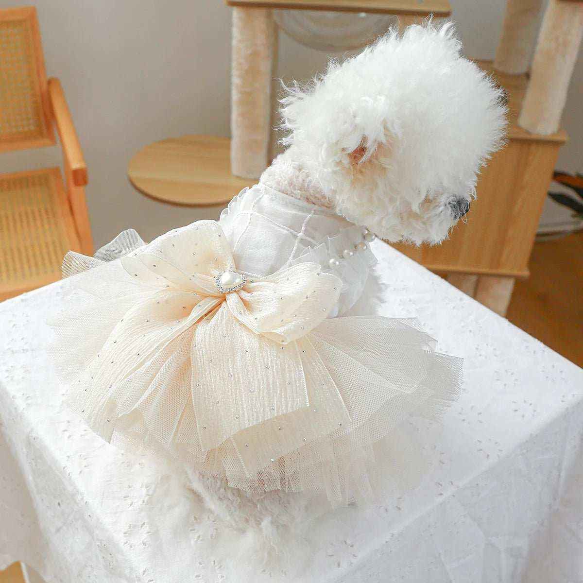 Dog Clothing Tulle Tutu Skirt Chest And Back High - end Wedding Dress - Dog Moda
