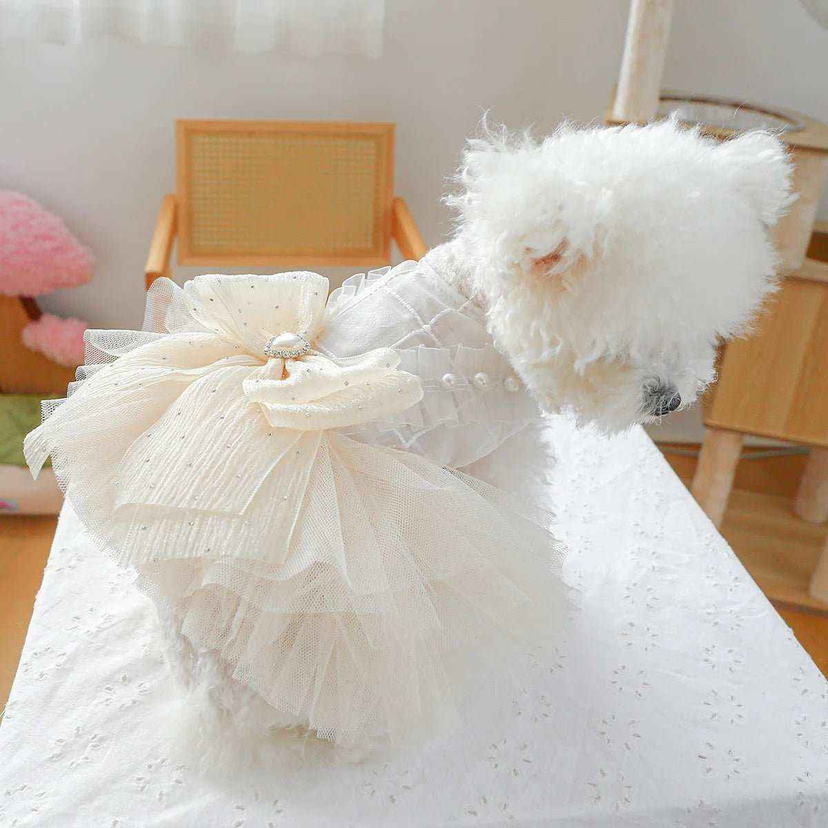 Dog Clothing Tulle Tutu Skirt Chest And Back High - end Wedding Dress - Dog Moda