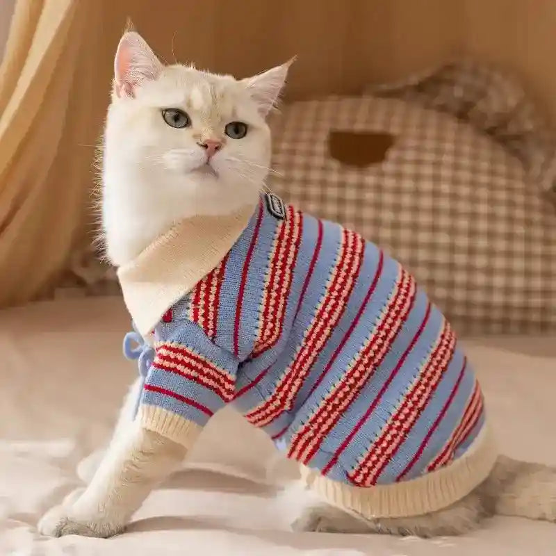 Maglione Cani Gatti Righe Caldo Invernale Maglia Knit by Dog Moda