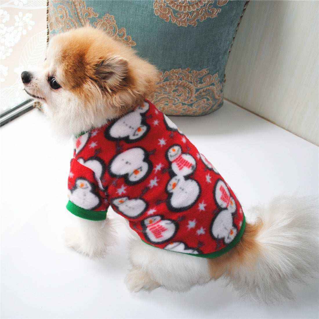 Maglia per Cani di Piccola Taglia in Caldo Pile con Fantasie Festive - Dog Moda