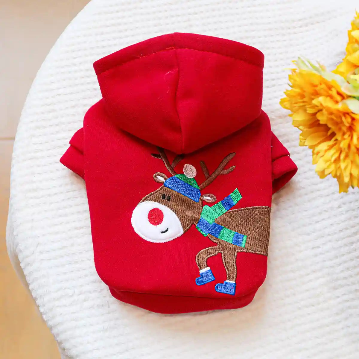 Vestitino Natale Cani Pile Rosso Merry Christmas Renna by Dog Moda