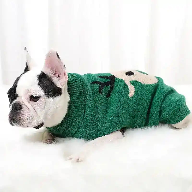 Maglione per Cani con Renna Felice - Rosso o Verde by Dog Moda