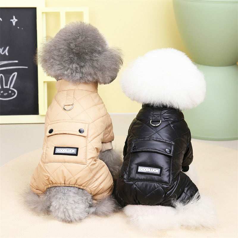 "Good Luck" Poodle Down Jacket, Warm and Waterproof, Perfect for Snow