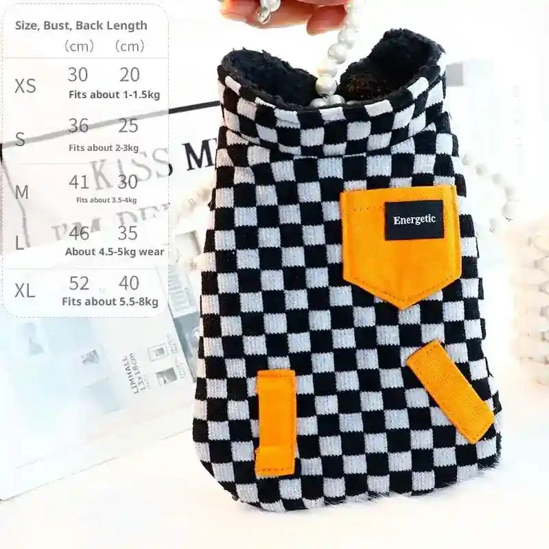 Cappotto Energetic Scacchi per Cani - Colletto Alto e Zip by Dog Moda