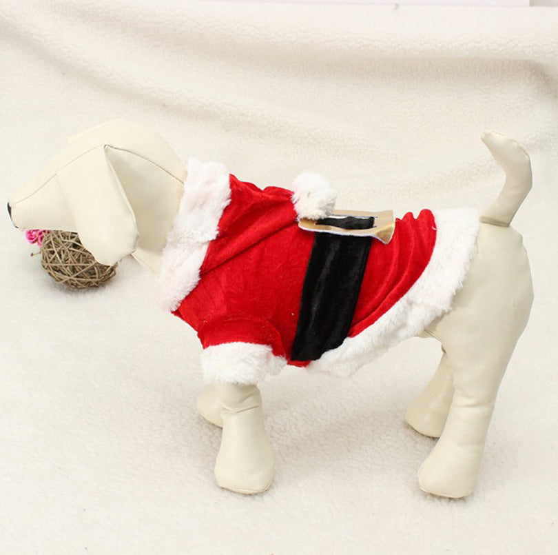Red Velvet Christmas Dog Coat with Fleece Details