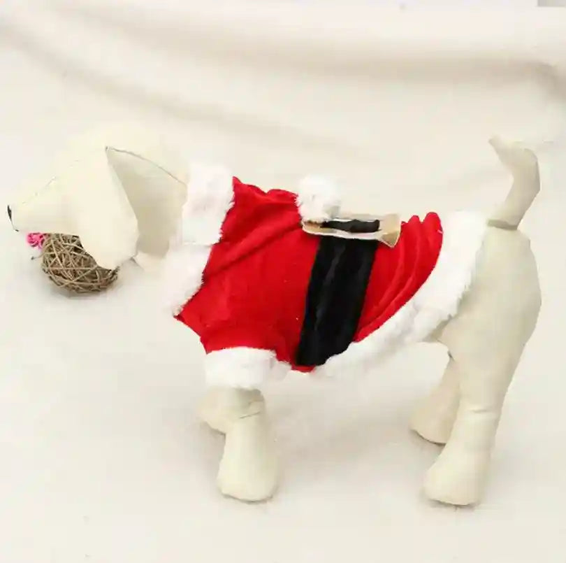 Cappottino di Natale in Velluto Rosso per Cani con Dettagli in Pile by Dog Moda