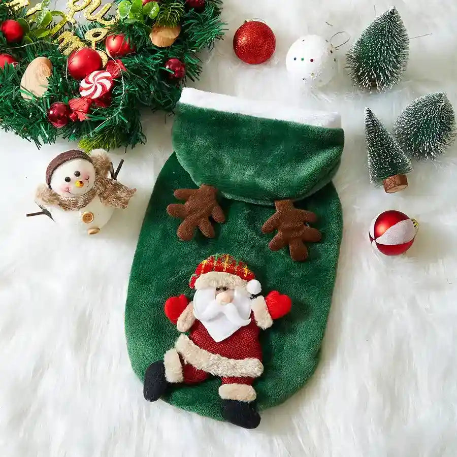 Cappotto Natale Cani Gatti - Cappuccio Stampa 3D Rosso by Dog Moda