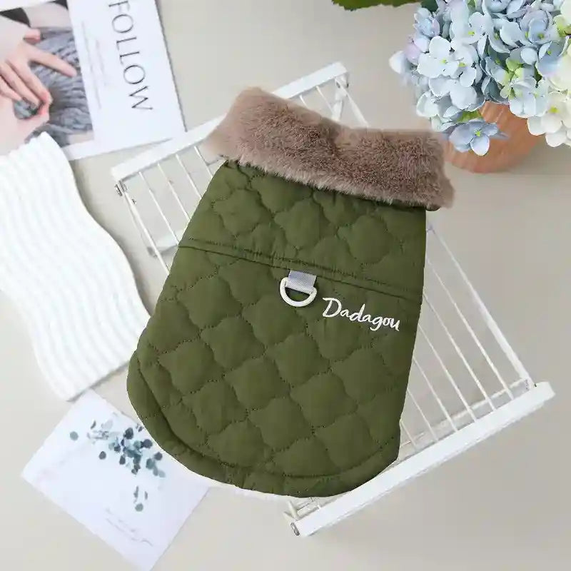 Cappotto per Cani Sestriere Dadagou | Colletto in Ecopelliccia e Pettorina by Dog Moda