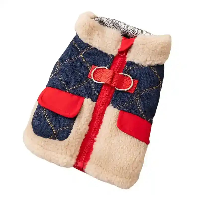 Cappotto Jeans per Cani - Zip Dorso Blu Azzurro Smanicato by Dog Moda