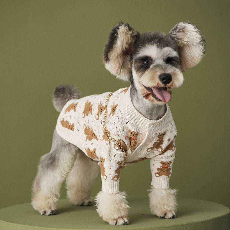Cardigan per Pomerania Courmayeur | Ricamo Orsetti e Chiusura Elegante by Dog Moda