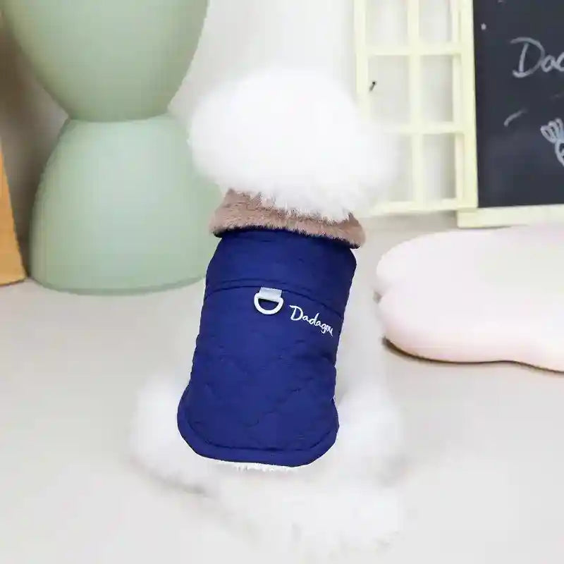 Cappotto per Cani Sestriere Dadagou | Colletto in Ecopelliccia e Pettorina by Dog Moda