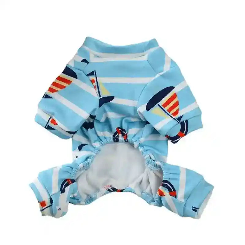 Vestito per cani elasticizzato "Santander" con barchette e salvagente by Dog Moda