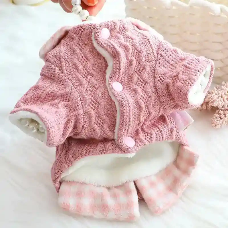 Cappotto Cane Pile Wool Treccia Azzurro Rosa Invernale by Dog Moda