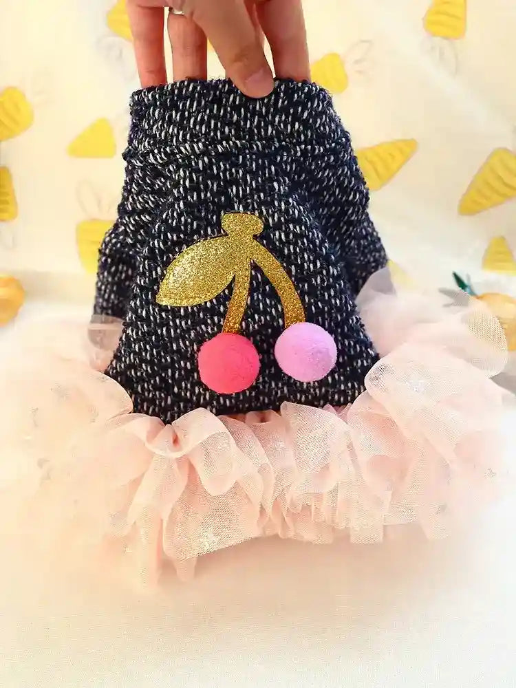 Vestitino per cani con gonnellina in tulle "Cherry" by Dog Moda