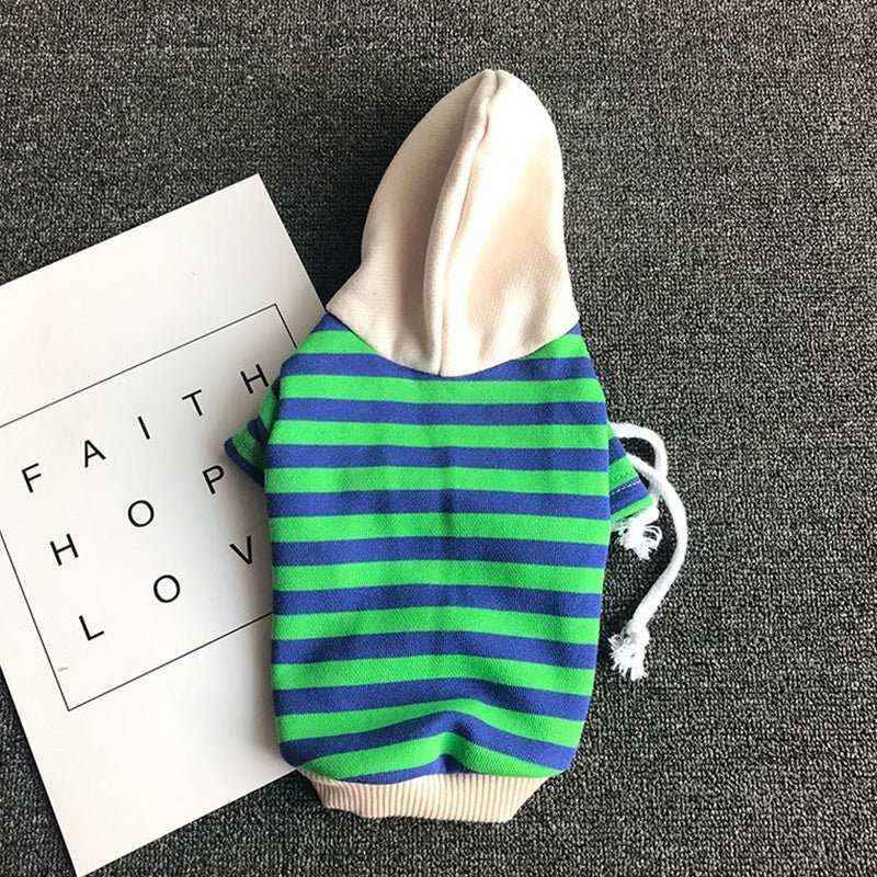 Felpa con Cappuccio "Stripe Style" – Comfort e Stile per Barboncini - Dog Moda