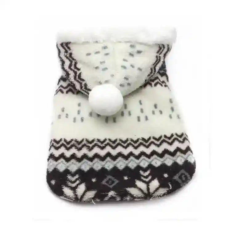 Felpa di Natale per Cani con Fiocchi di Neve e Cappuccio con Ponpon - Dog Moda
