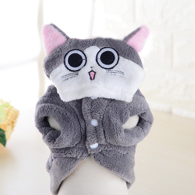 Felpa per cani in morbido pile con cappuccio "Gatto" - Dog Moda