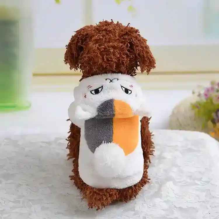 Felpa per cani in morbido pile con cappuccio "Gatto" - Dog Moda